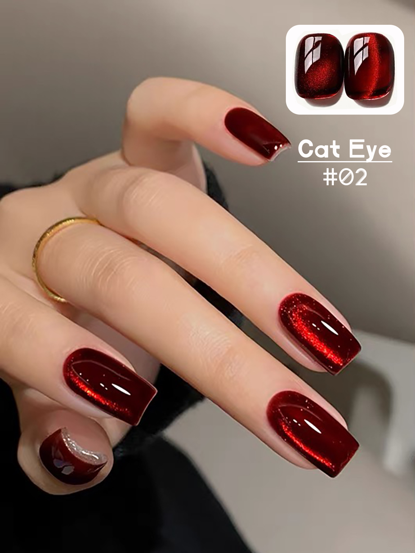 Nail Art Red Wine Cat Eye - 1-12pcs TC Cherry Wine Red Transparent
