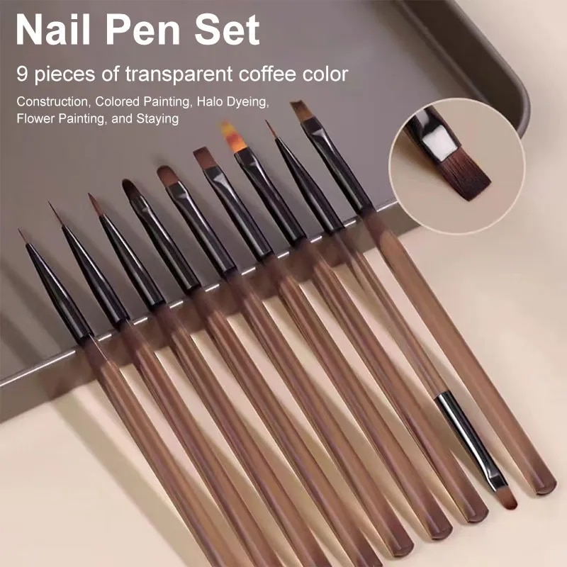 Nail Art Vector - 9PCS UV Gel Nail Brush Liner