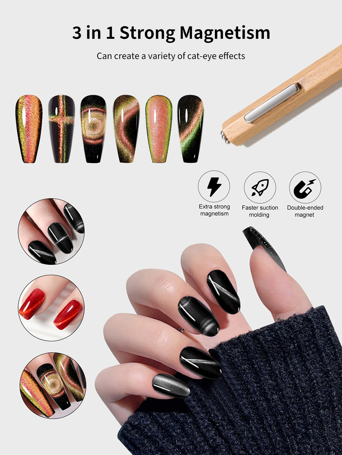 Nail Art Mahogany - 3 In 1 Nail Magnet, Cat