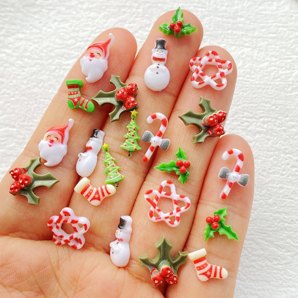 Nail Art Xmas - 50Pcs Mixed Nail Art Resin Christmas