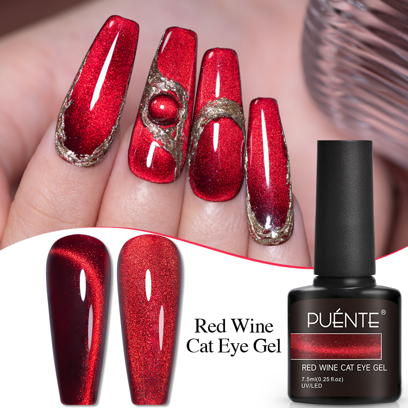 PUENTE 7.5ML Wine Red Cat Eye  - Nail Art Red Wine Cat Eye ulasan dan harga