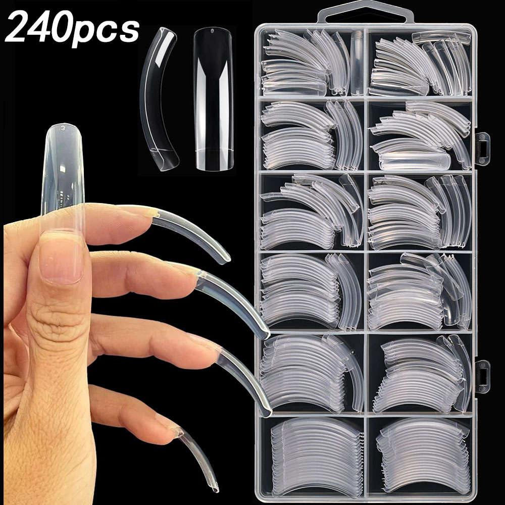 240pcs Clear Extra Deep Curve  - Nail Art Xxl ulasan dan harga
