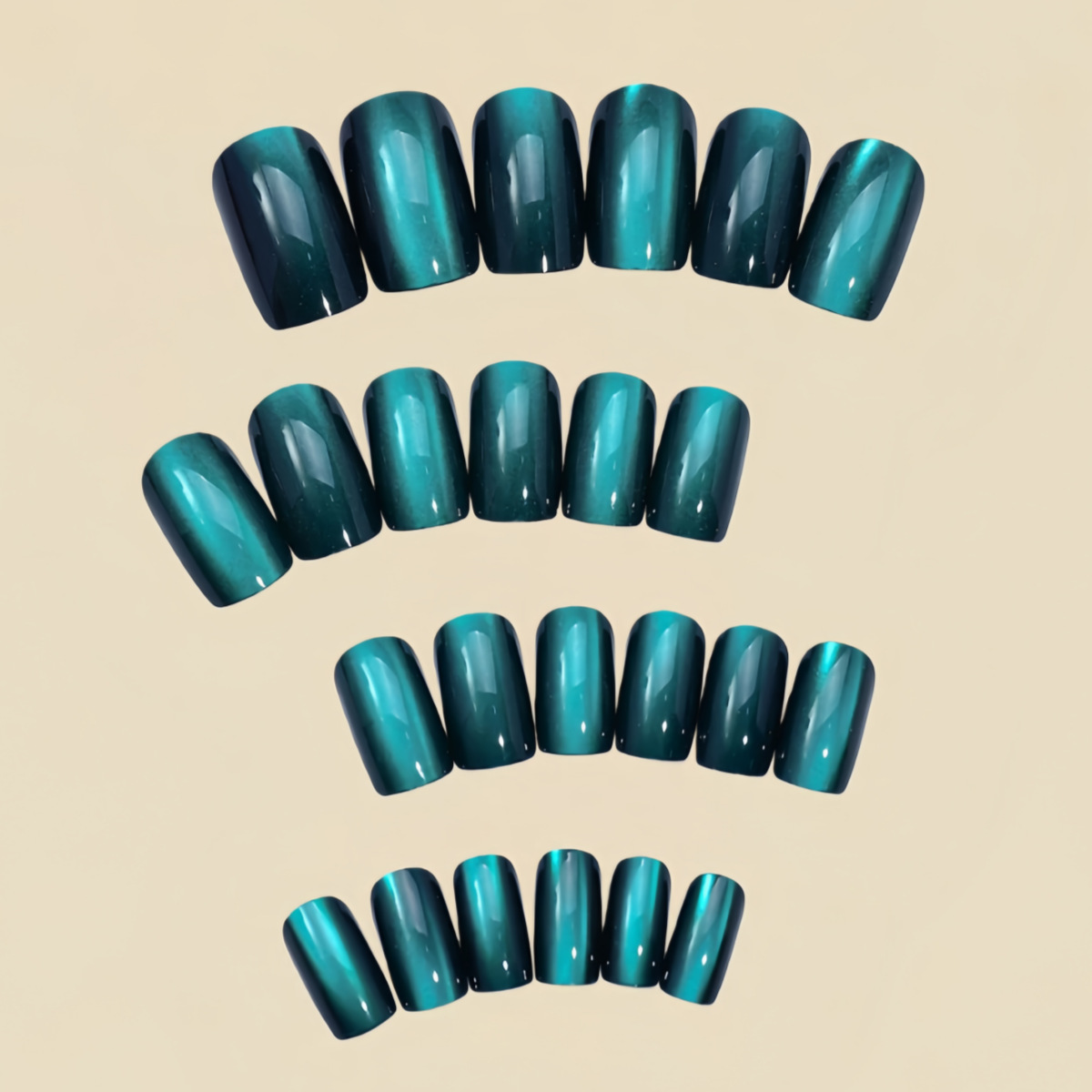 24Pcs fake nail art, green cat - Nail Art Full Cat Eye ulasan dan harga