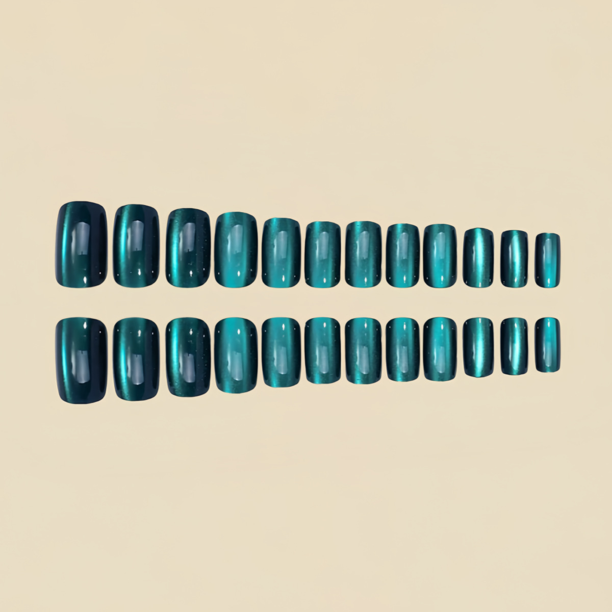24Pcs fake nail art, green cat - Nail Art Full Cat Eye ulasan dan harga