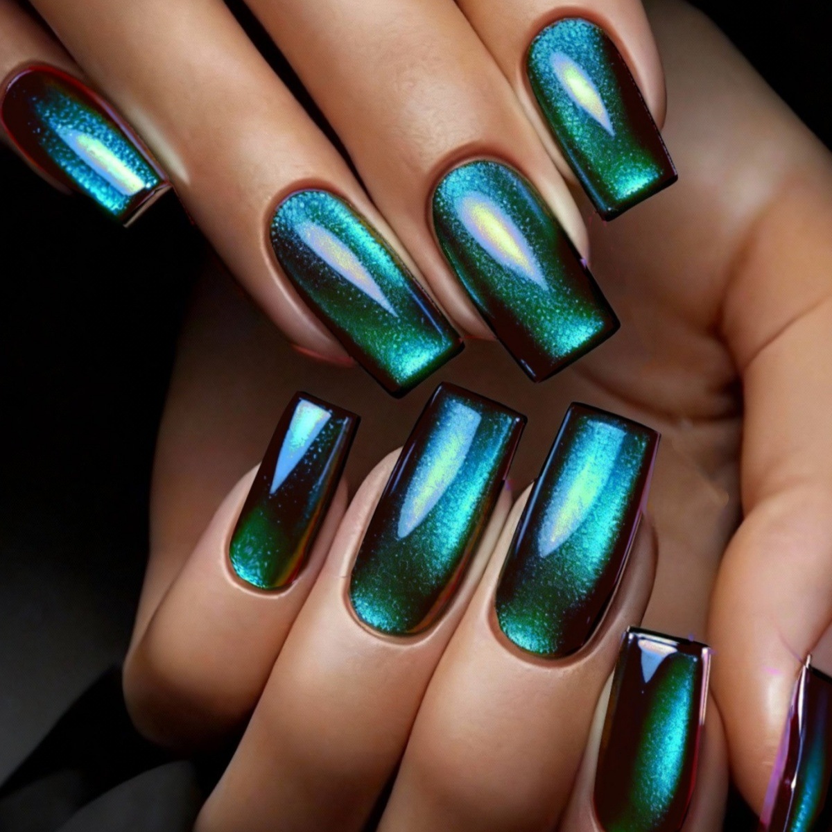24Pcs fake nail art, green cat - Nail Art Full Cat Eye ulasan dan harga