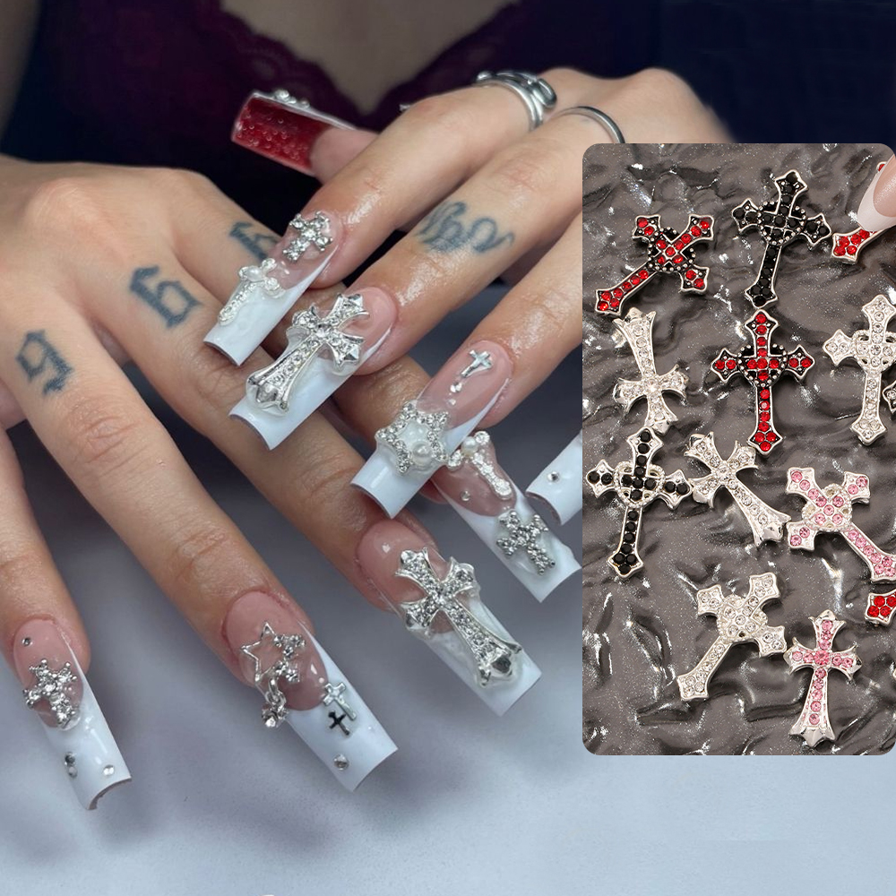 5Pcs XXL Silver Cross Luxury N - Nail Art Xxl ulasan dan harga