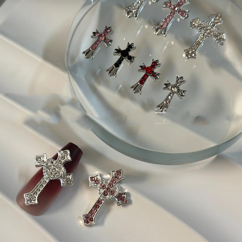 5Pcs XXL Silver Cross Luxury N - Nail Art Xxl ulasan dan harga