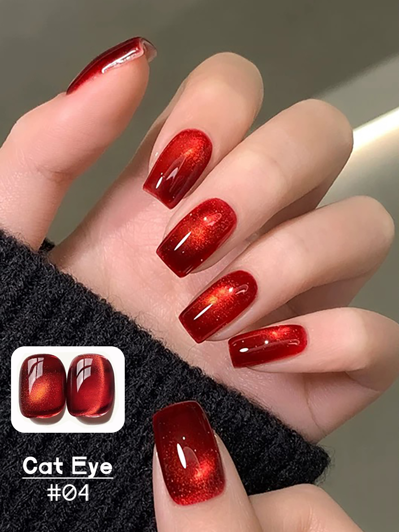1-12pcs TC Cherry Wine Red Tra - Nail Art Red Wine Cat Eye ulasan dan harga