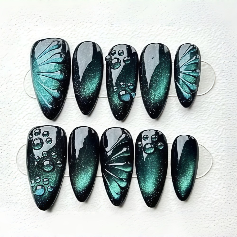 24pcs 3D water droplet relief  - Nail Art Full Cat Eye ulasan dan harga