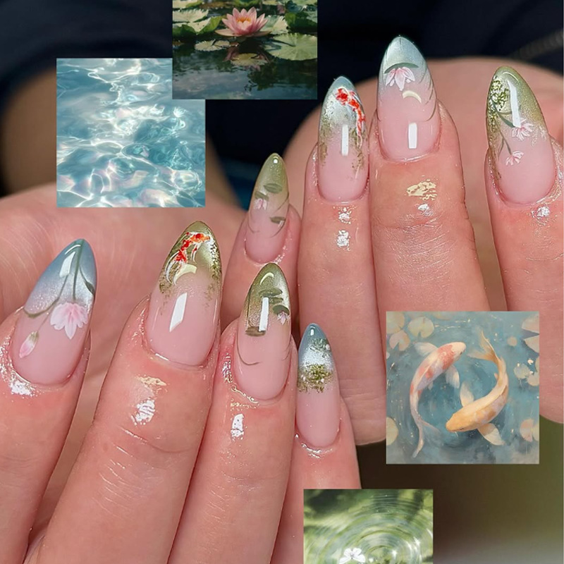24pcs Cat Eye French Almond Pr - Nail Art Full Cat Eye ulasan dan harga