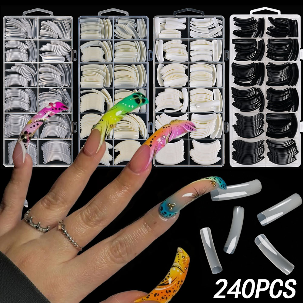 240PC Hawk Curved Long Square  - Nail Art Xxl ulasan dan harga