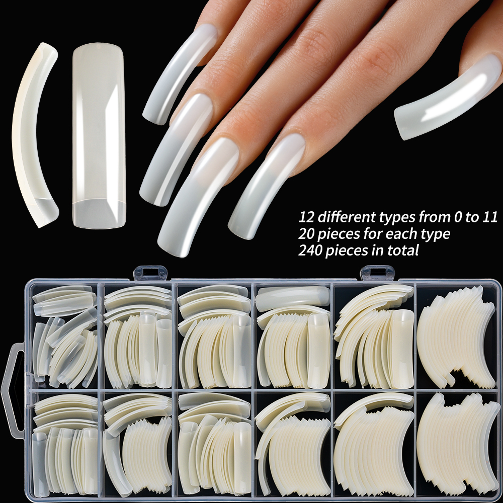 240PC Hawk Curved Long Square  - Nail Art Xxl ulasan dan harga
