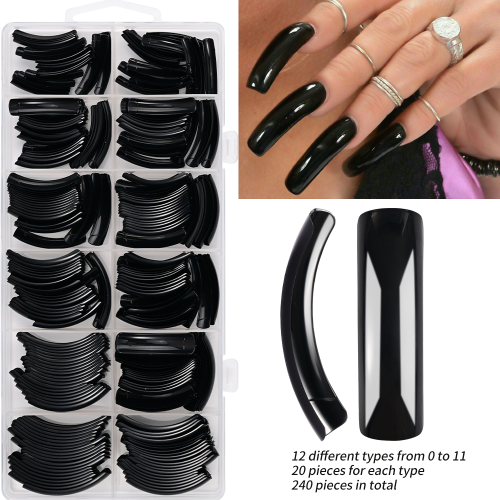 240PC Hawk Curved Long Square  - Nail Art Xxl ulasan dan harga