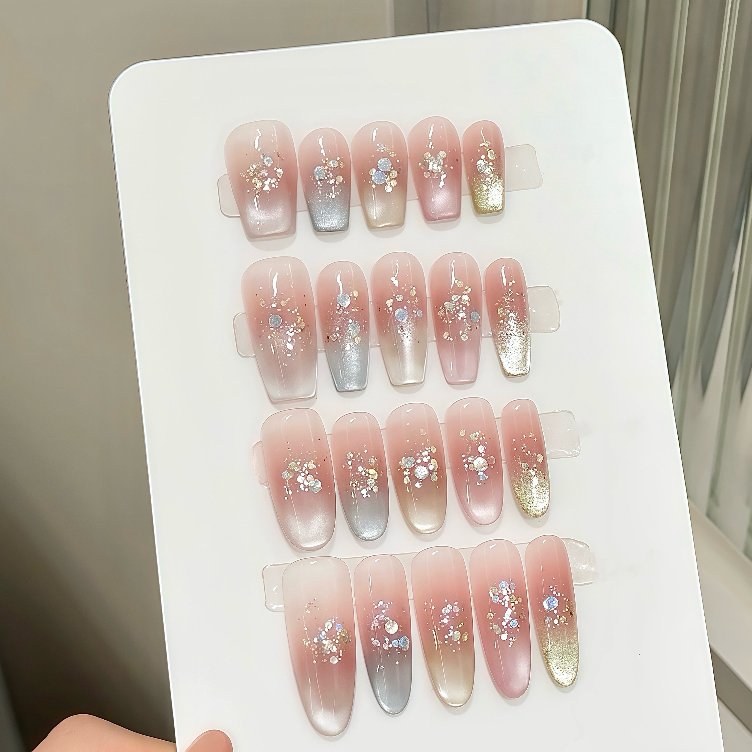 Handmade Press on Nails Rainbo - Nail Art Full Cat Eye ulasan dan harga