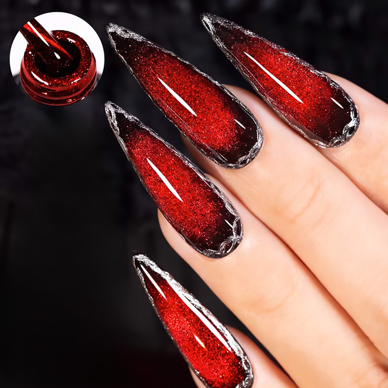 SHAKA 1pcs Flash Cherry Wine R - Nail Art Red Wine Cat Eye ulasan dan harga