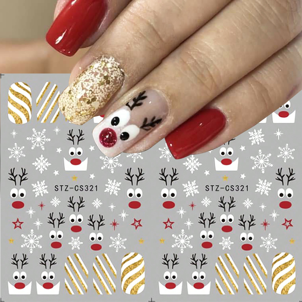 2pcs Christmas Nail Art Sticke - Nail Art Xmas ulasan dan harga