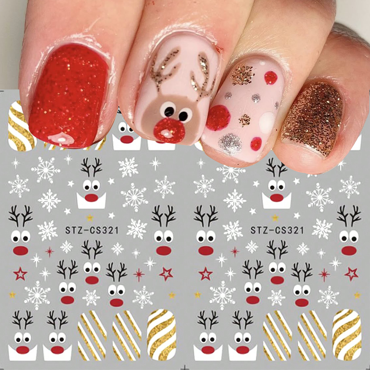 2pcs Christmas Nail Art Sticke - Nail Art Xmas ulasan dan harga