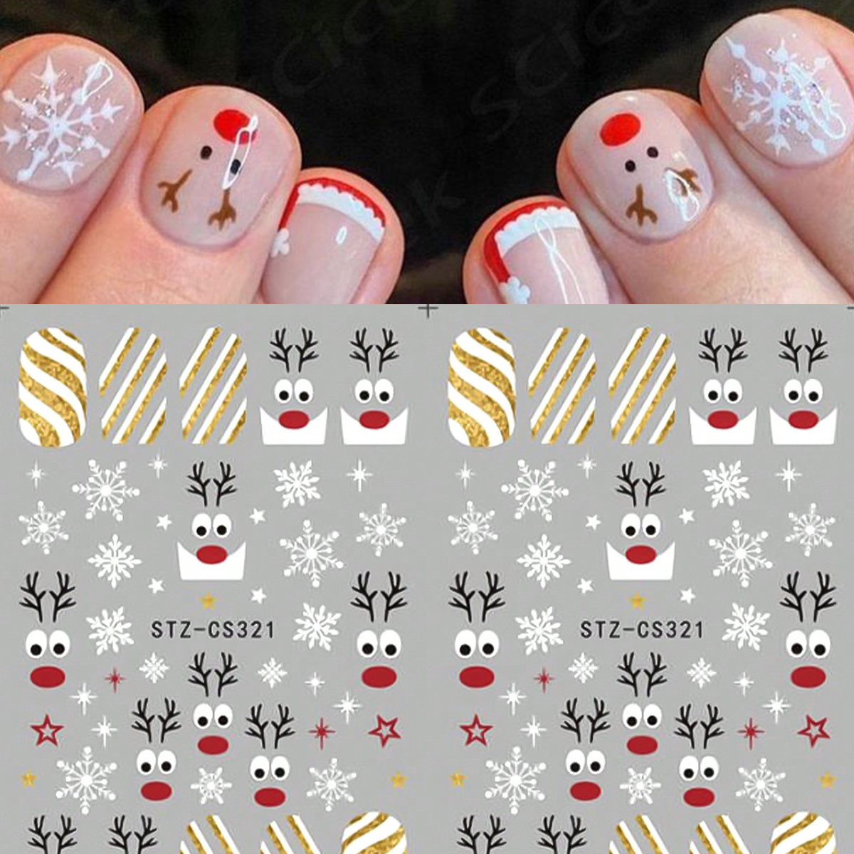 2pcs Christmas Nail Art Sticke - Nail Art Xmas ulasan dan harga
