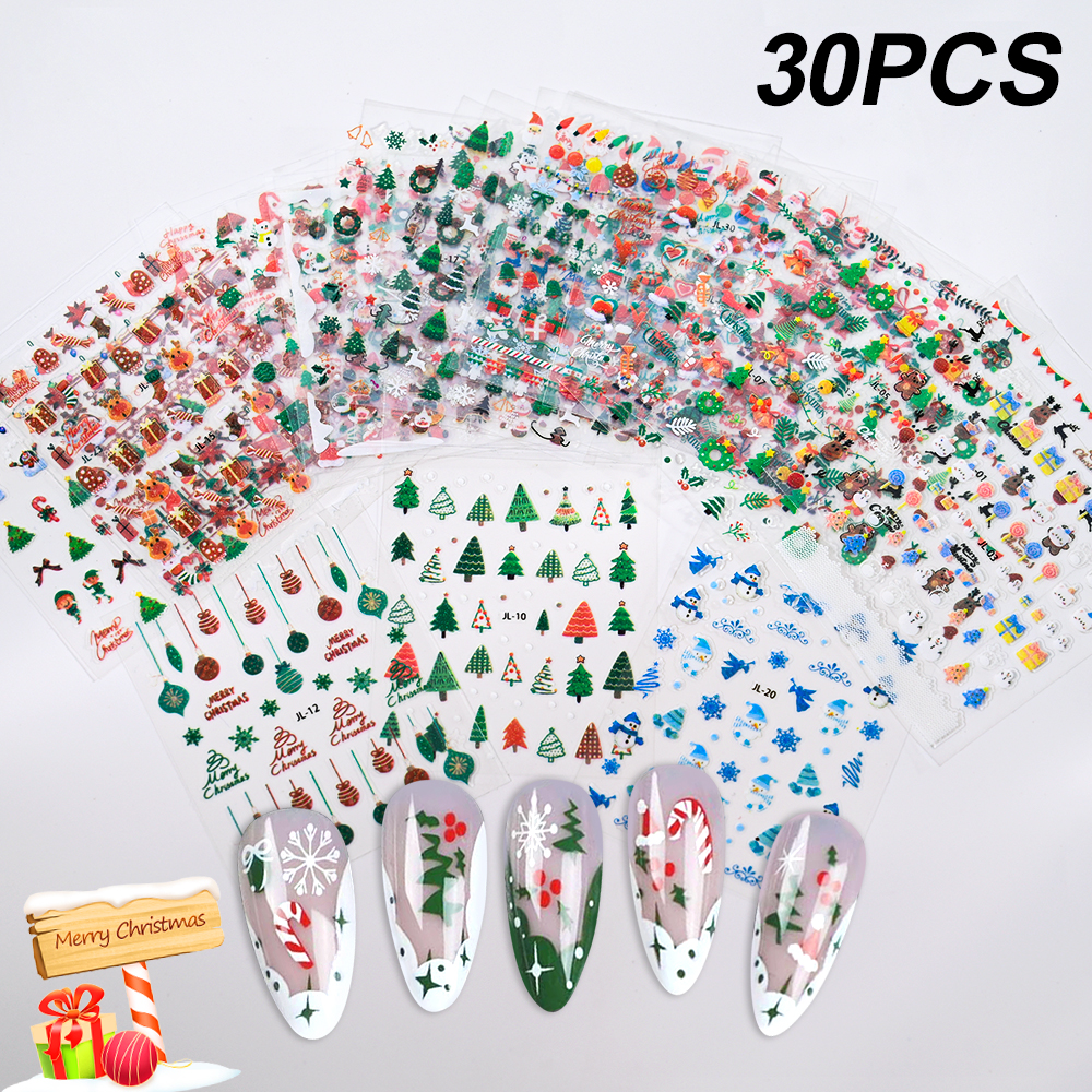 30pcs Xmas Snowflake Nail Art  - Nail Art Xmas ulasan dan harga
