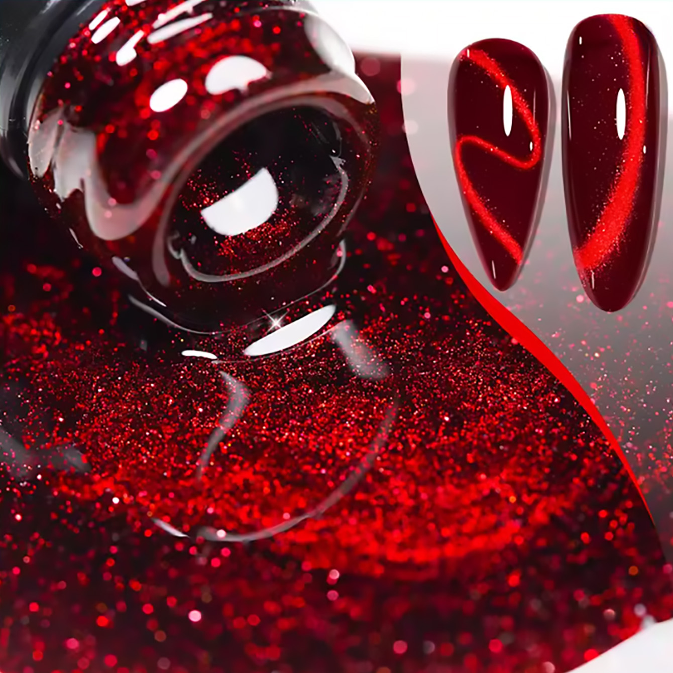 SHAKA 1pcs Red Transparent Cat - Nail Art Red Wine Cat Eye ulasan dan harga