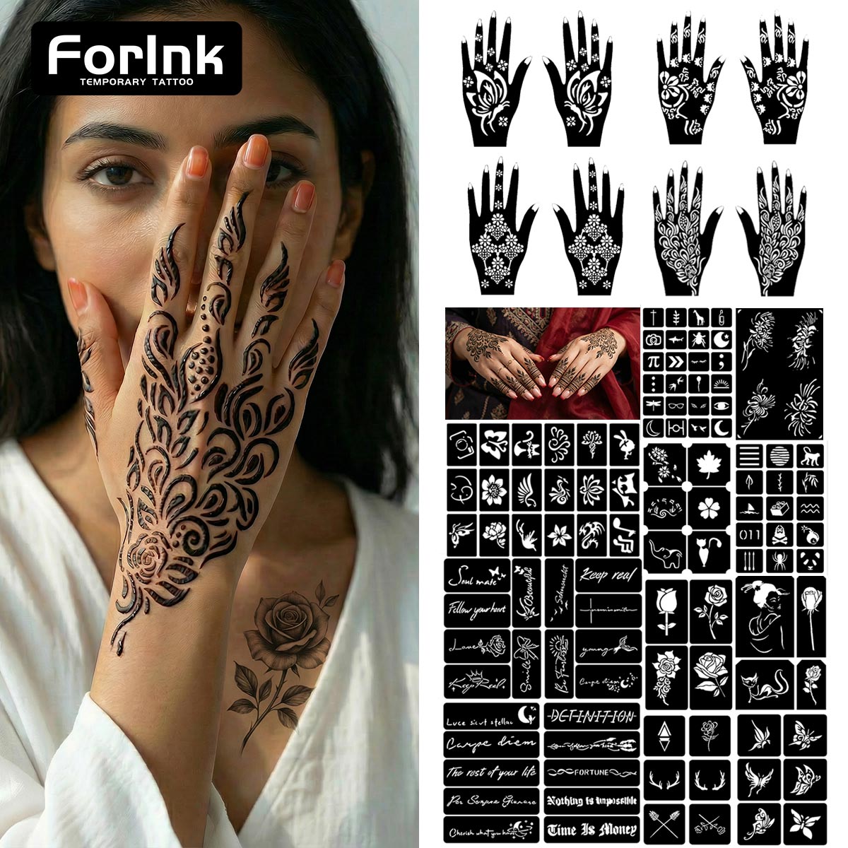 Temporary Tattoo Stencils Set  - Nail Art Ramadan ulasan dan harga