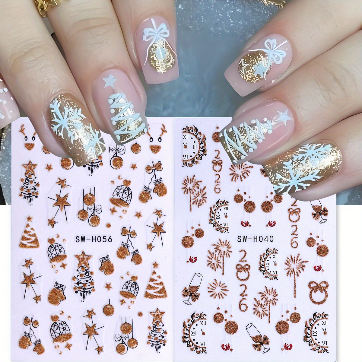 2 pcs Gorgeous Sparkly Christm - Nail Art Xmas ulasan dan harga