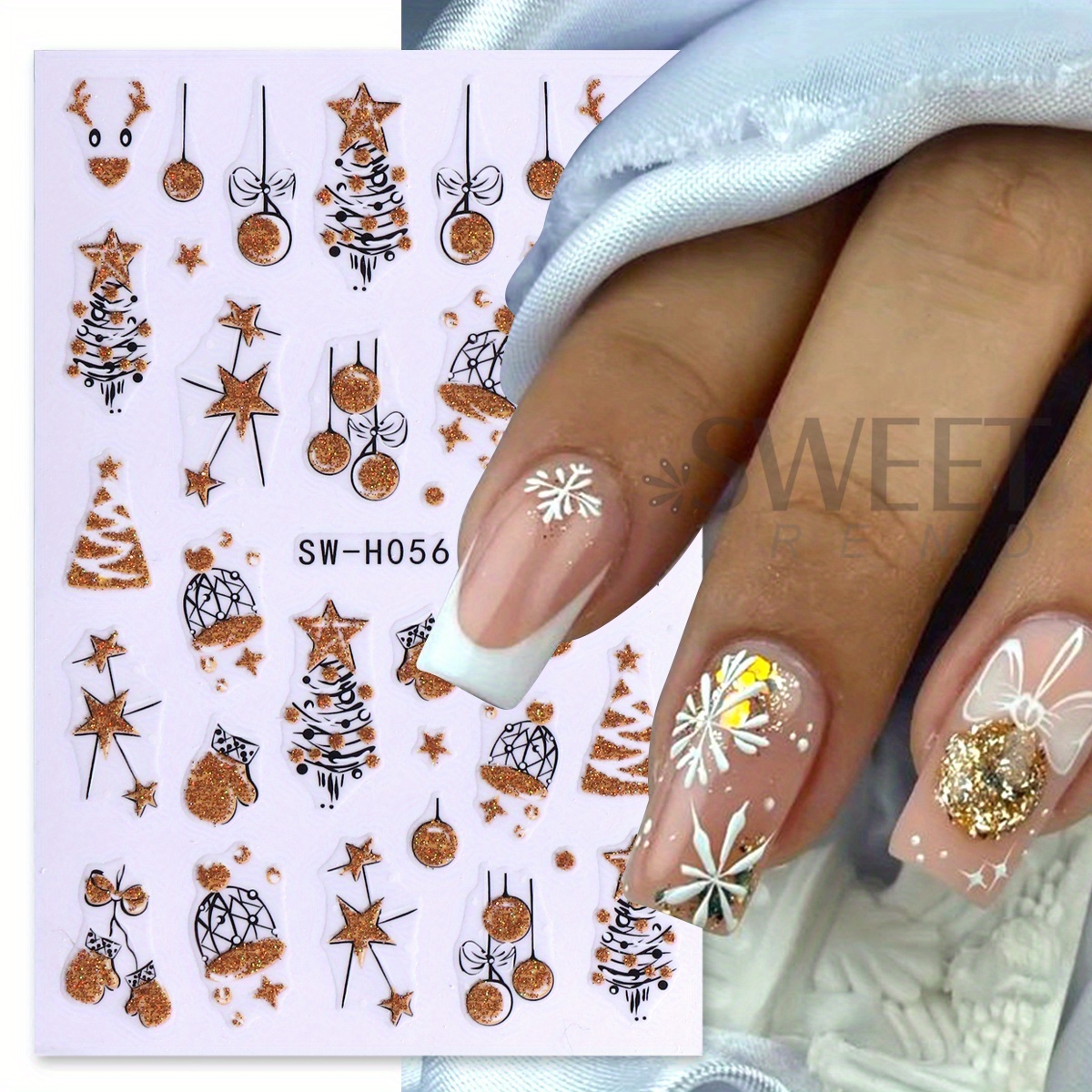 2 pcs Gorgeous Sparkly Christm - Nail Art Xmas ulasan dan harga