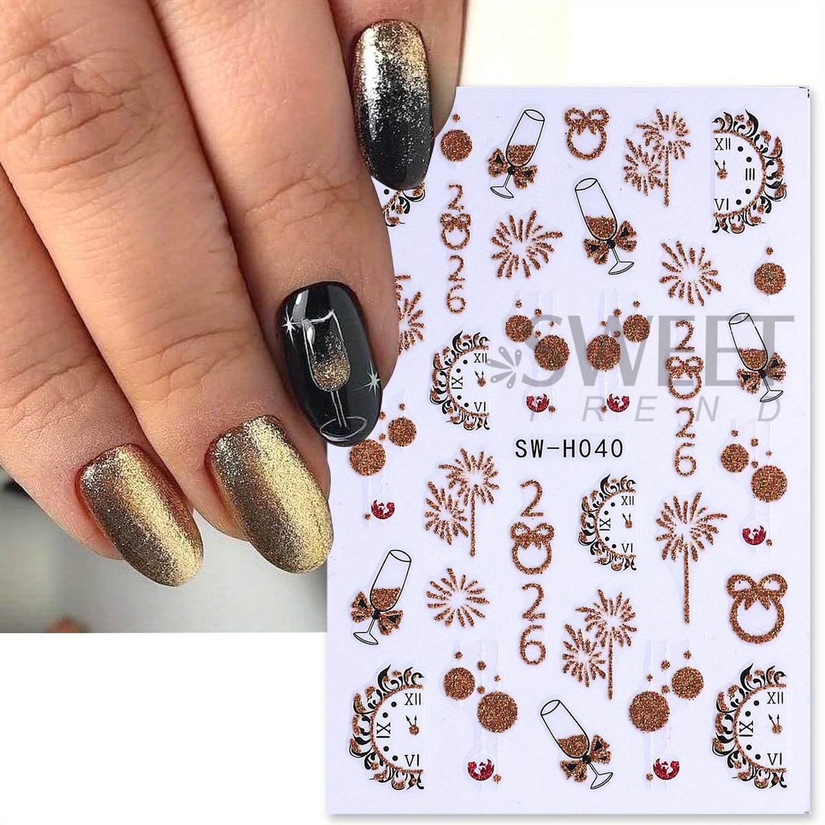 2 pcs Gorgeous Sparkly Christm - Nail Art Xmas ulasan dan harga