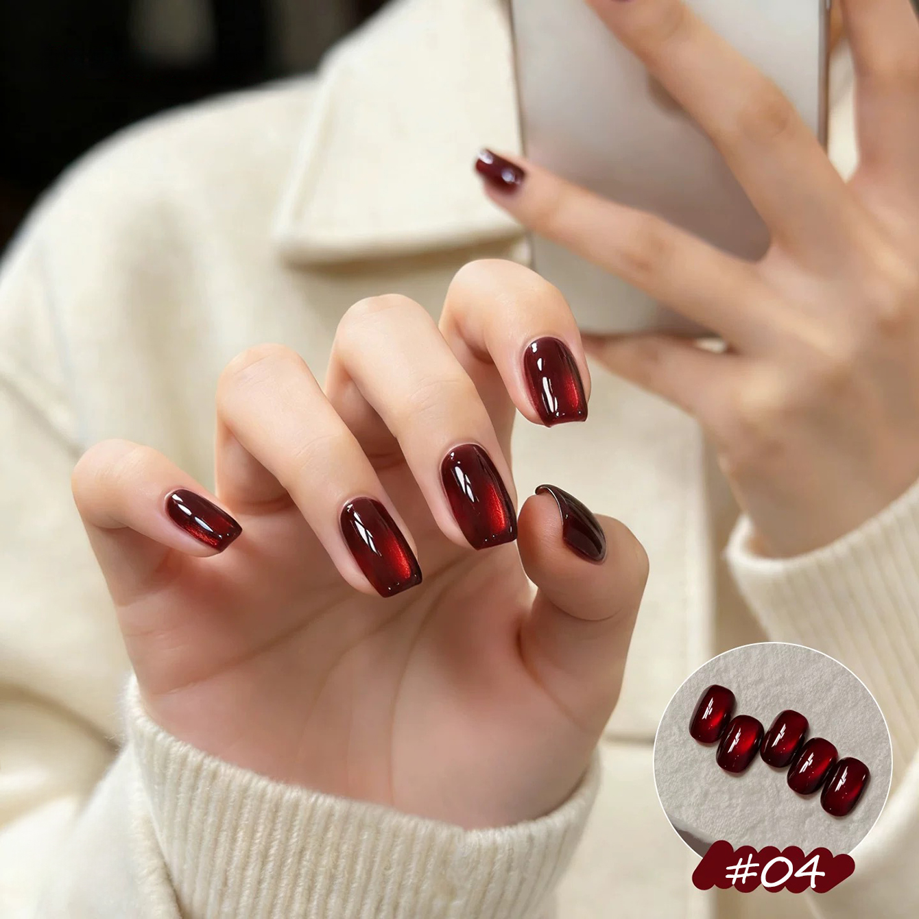 1pcs PSK 2026 New Lucky Red Ca - Nail Art Red Wine Cat Eye ulasan dan harga