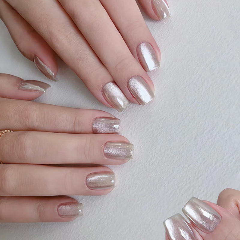 30Pcs Short Press On Nails Aur - Nail Art Full Cat Eye ulasan dan harga