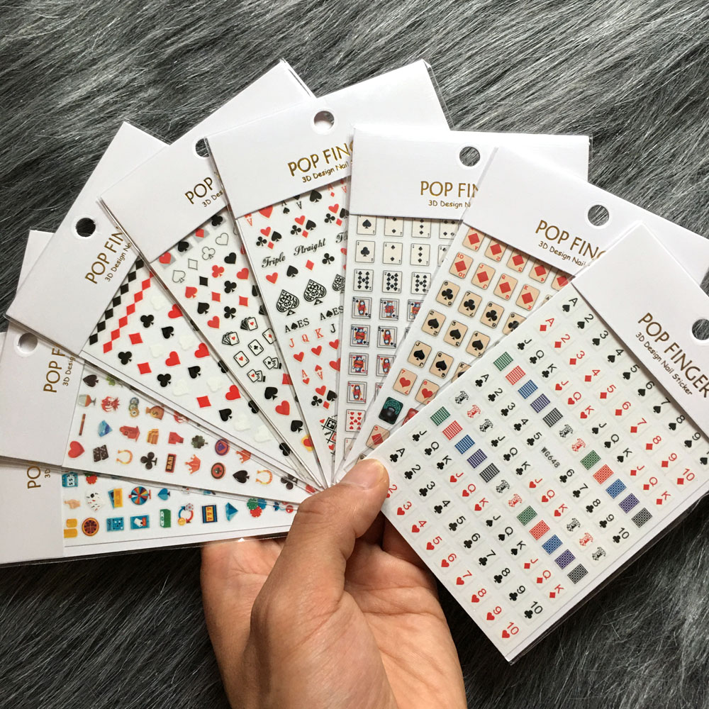 3D Poker Design Nail Art Stick - Nail Art Queen Of Hearts ulasan dan harga