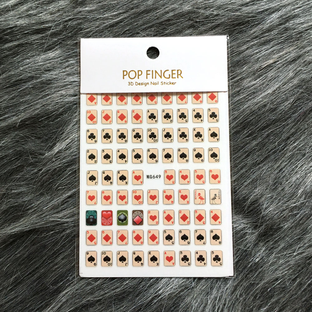 3D Poker Design Nail Art Stick - Nail Art Queen Of Hearts ulasan dan harga