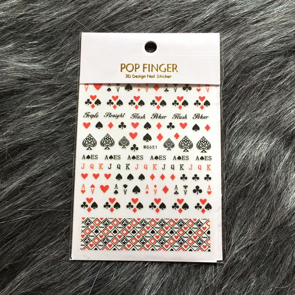 3D Poker Design Nail Art Stick - Nail Art Queen Of Hearts ulasan dan harga