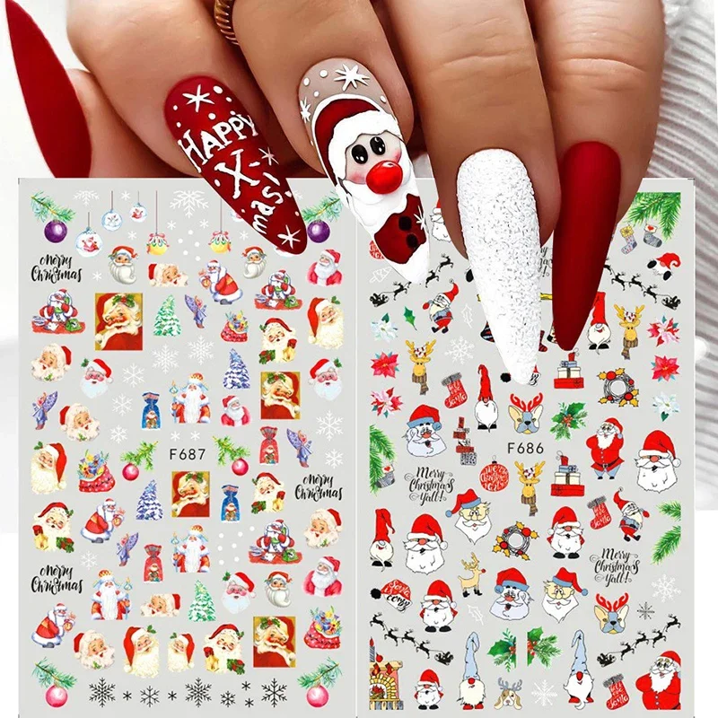Xmas Nails Stickers Winter San - Nail Art Xmas ulasan dan harga