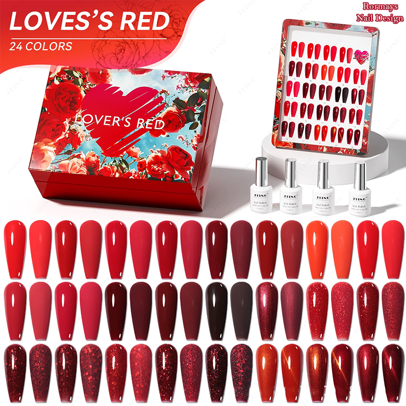 24 Colors Deep Red Gel Polish  - Nail Art Red Wine Cat Eye ulasan dan harga