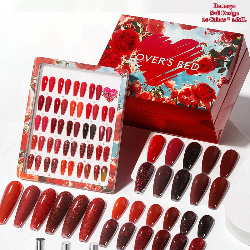24 Colors Deep Red Gel Polish  - Nail Art Red Wine Cat Eye ulasan dan harga