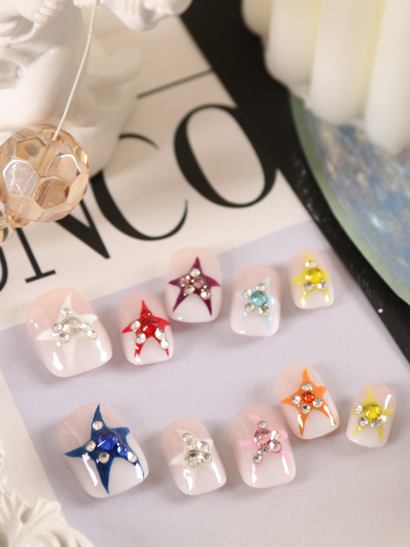 10Pcs Press on Nails Short Mul - Nail Adhesive Tab ulasan dan harga