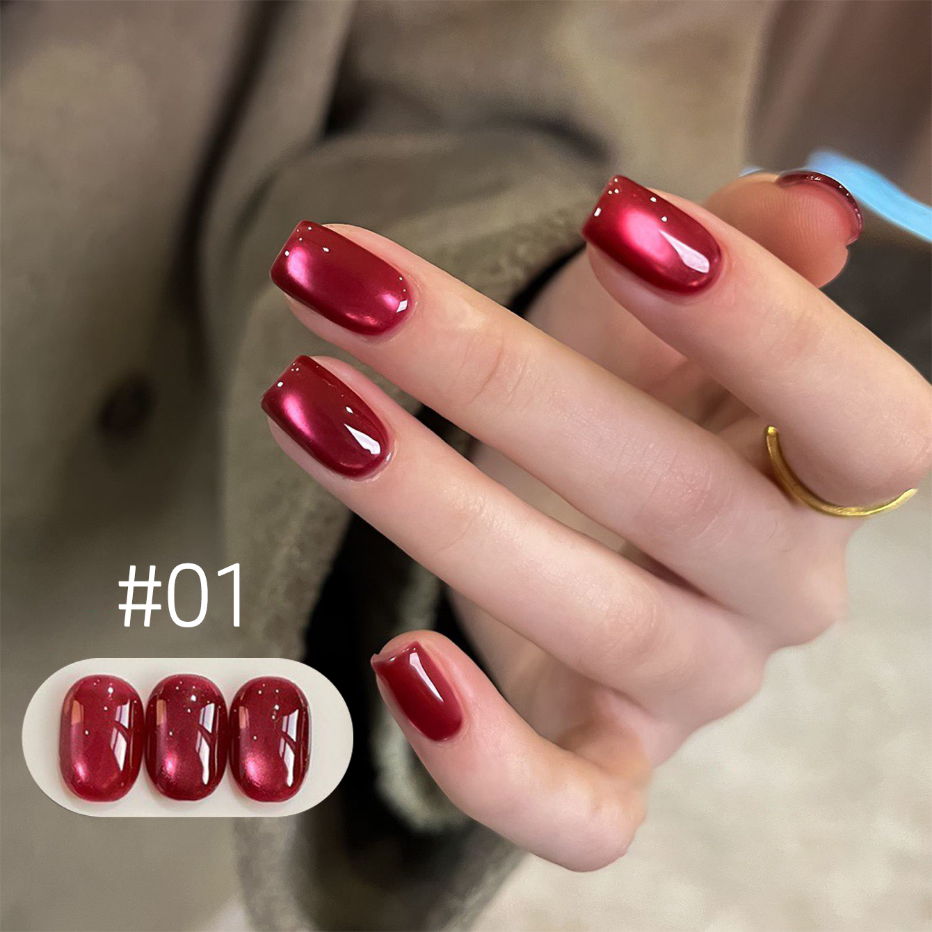 MIANEL 10ML New Year Lucky Red - Nail Art Red Wine Cat Eye ulasan dan harga