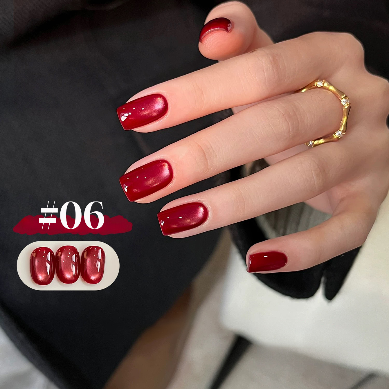 1pcs PSK New Year Fortune Red  - Nail Art Red Wine Cat Eye ulasan dan harga