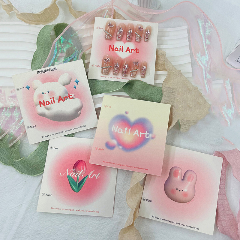 50Pcs 6.5x6.5cm 8x8cm Press On - Nail Art Vector ulasan dan harga