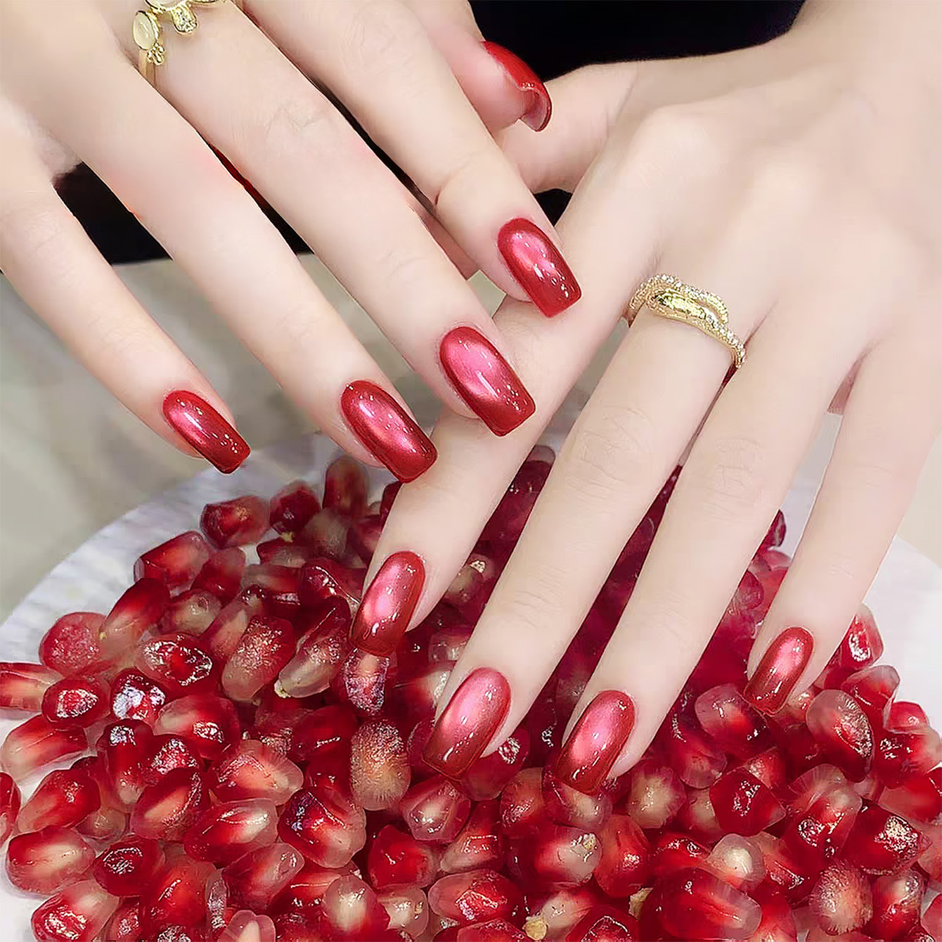 1pcs TC Red Pomegranate Cat Ey - Nail Art Red Wine Cat Eye ulasan dan harga