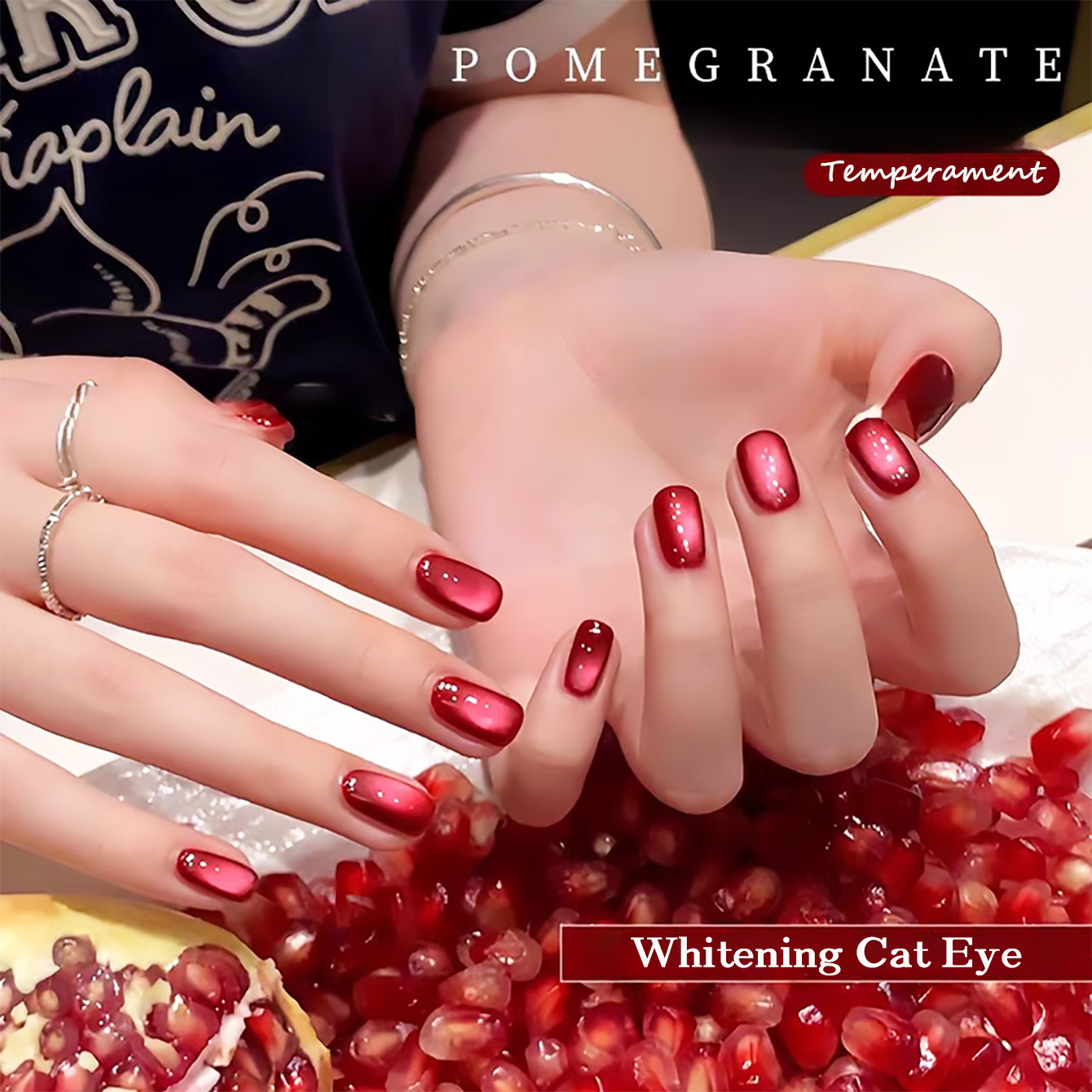 1pcs TC Red Pomegranate Cat Ey - Nail Art Red Wine Cat Eye ulasan dan harga