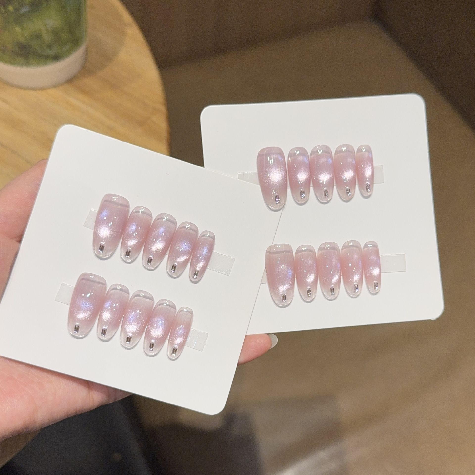 10pcs Handmade Long Oval Press - Nail Art Full Cat Eye ulasan dan harga