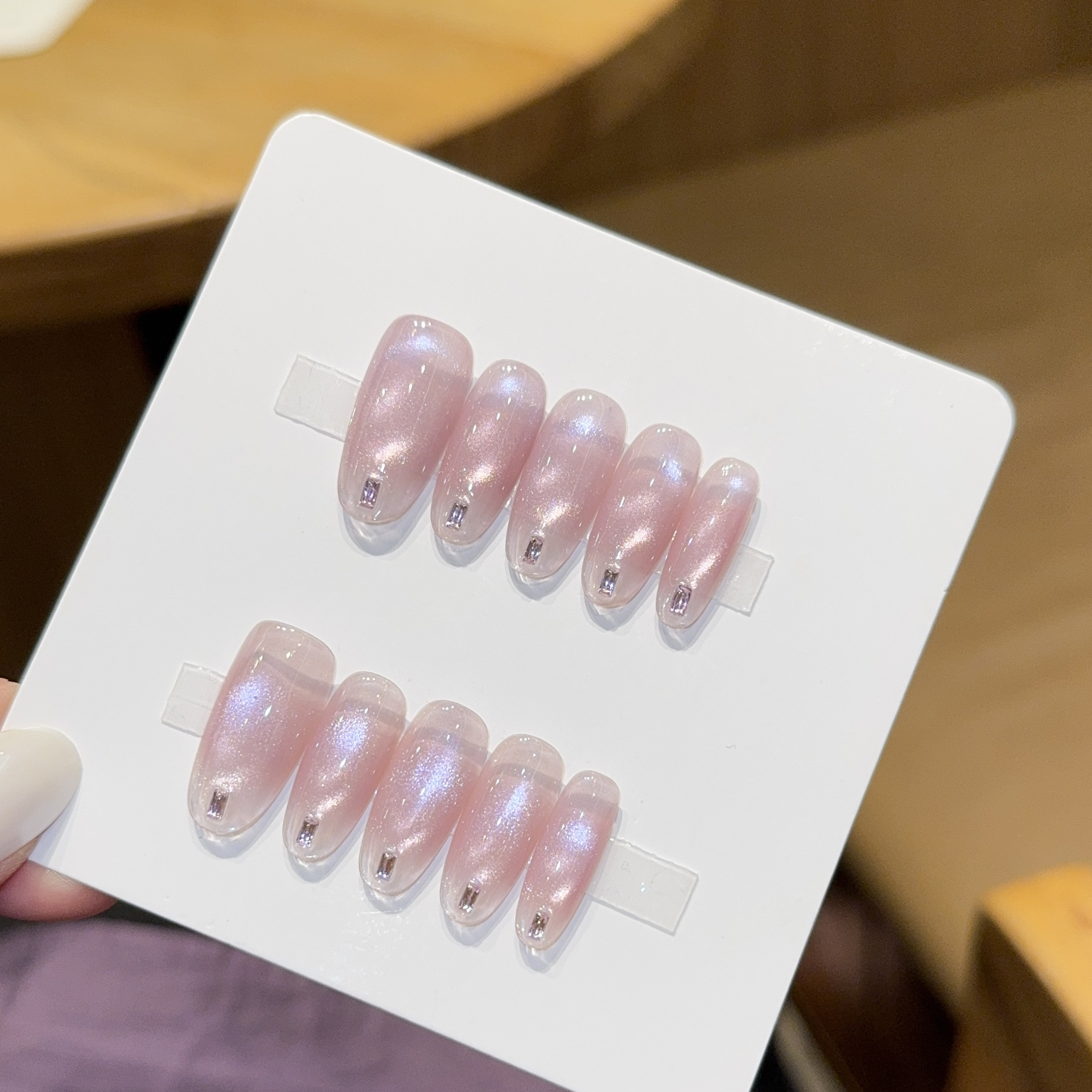 10pcs Handmade Long Oval Press - Nail Art Full Cat Eye ulasan dan harga