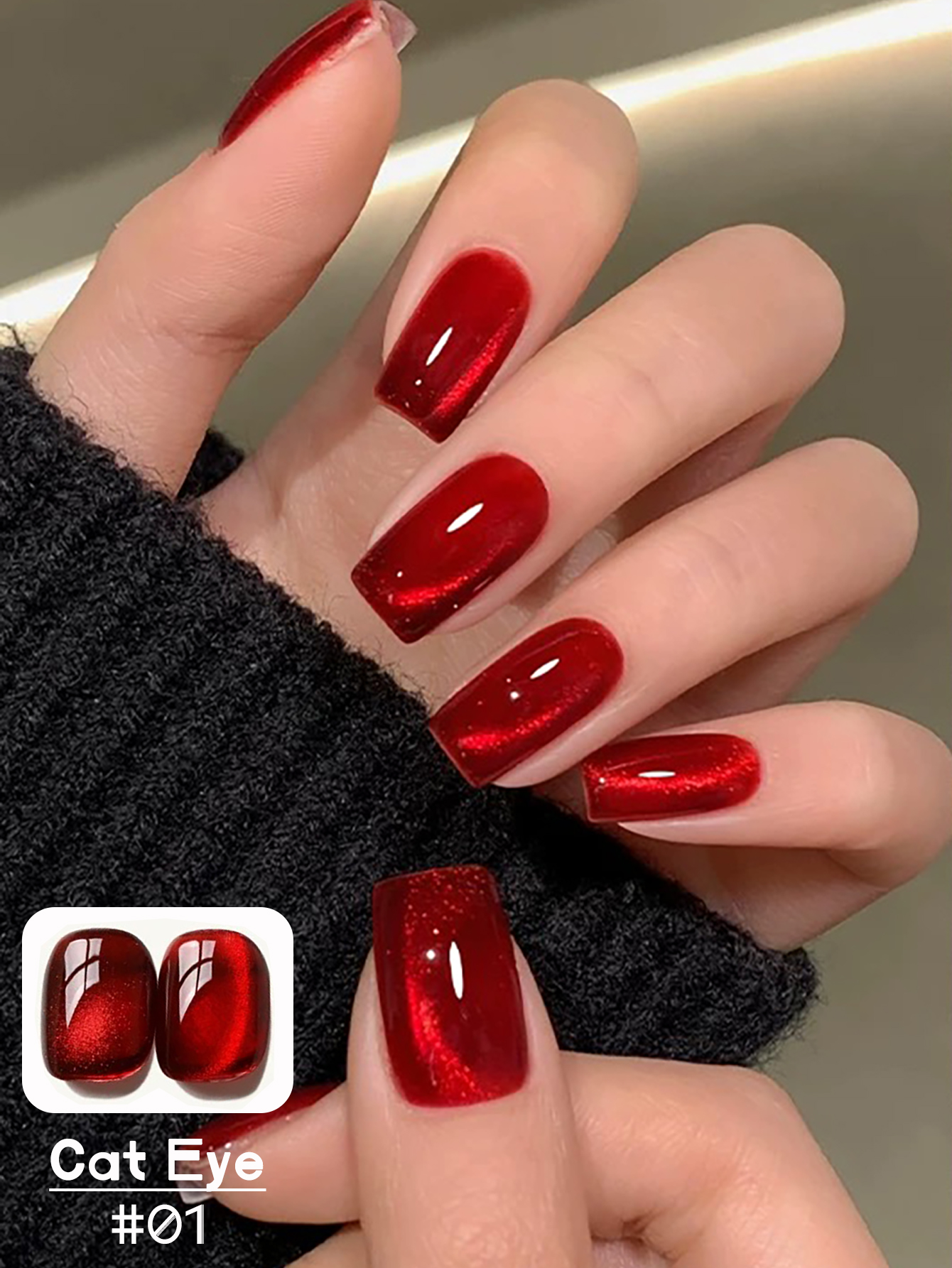 1-6Pcs TC 10ML Red Transparent - Nail Art Red Wine Cat Eye ulasan dan harga