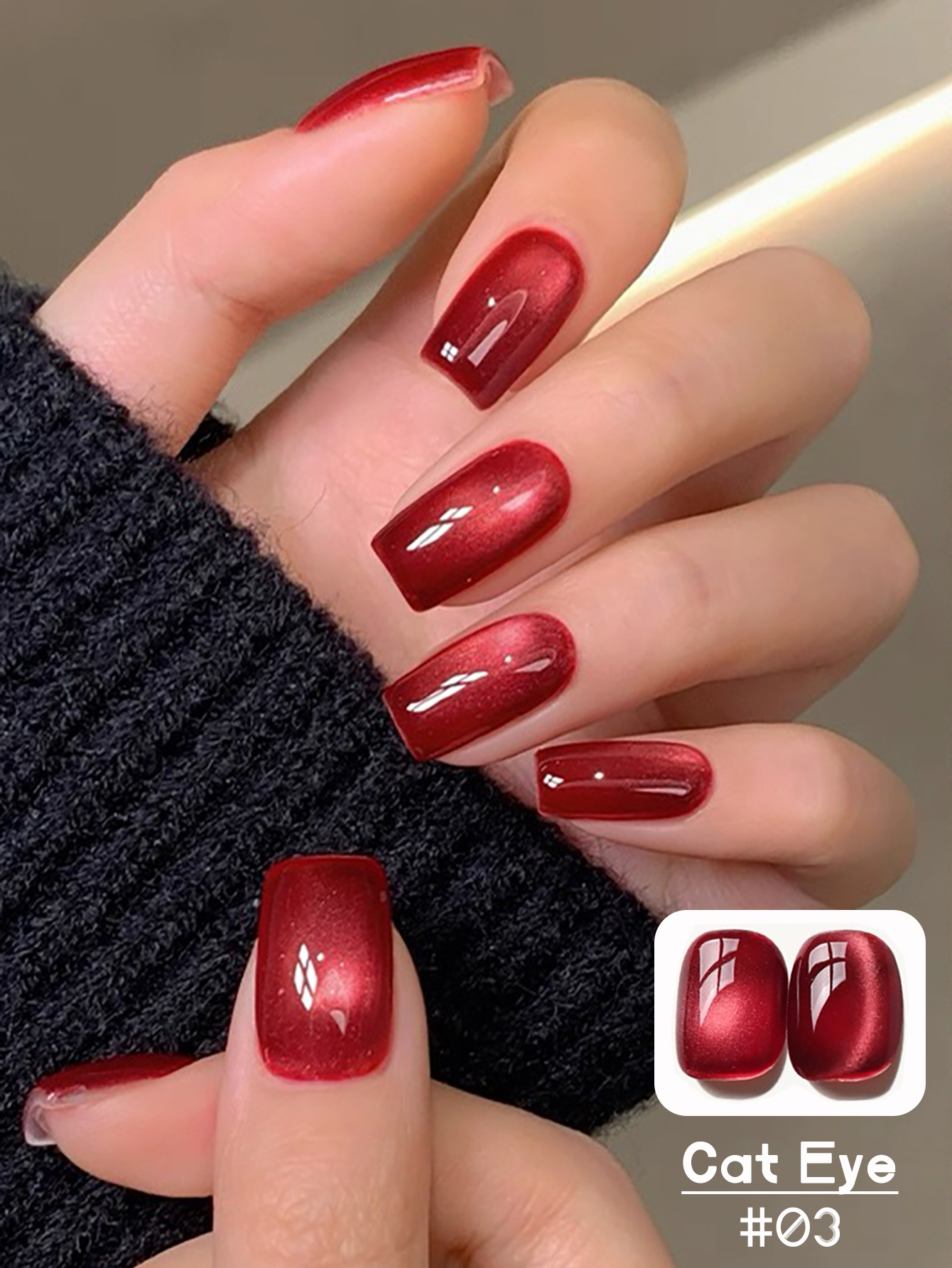 1-6Pcs TC 10ML Red Transparent - Nail Art Red Wine Cat Eye ulasan dan harga