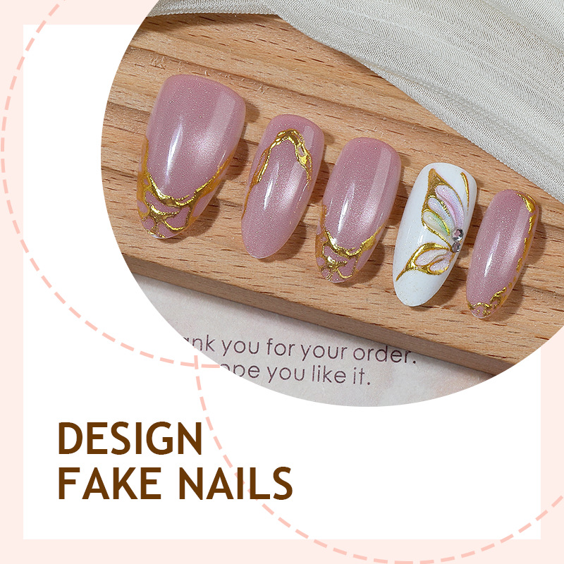 Cat Eye Almond False Nails Gol - Nail Art Full Cat Eye ulasan dan harga