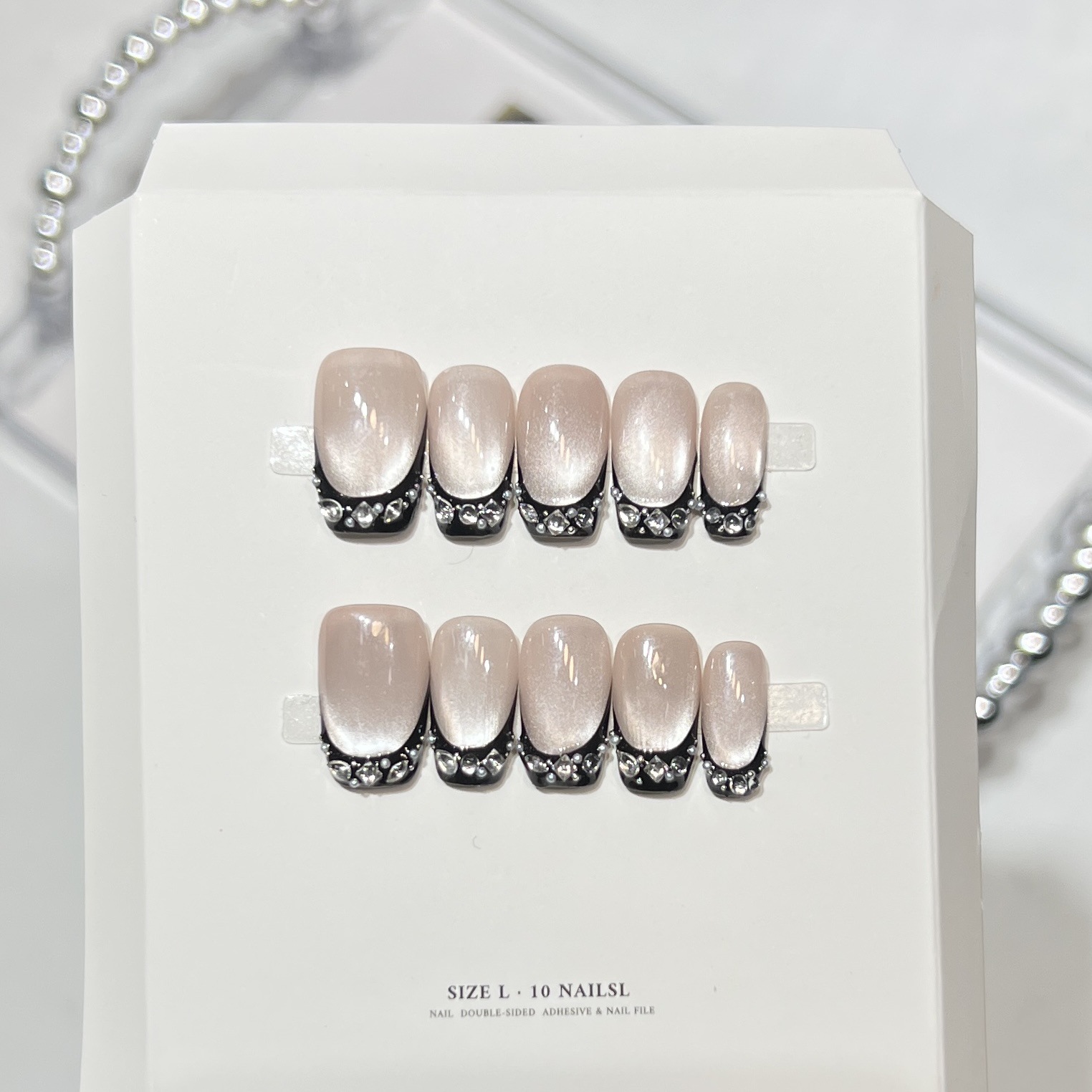 10pcs Black Cat Eyes Press on  - Nail Art Full Cat Eye ulasan dan harga