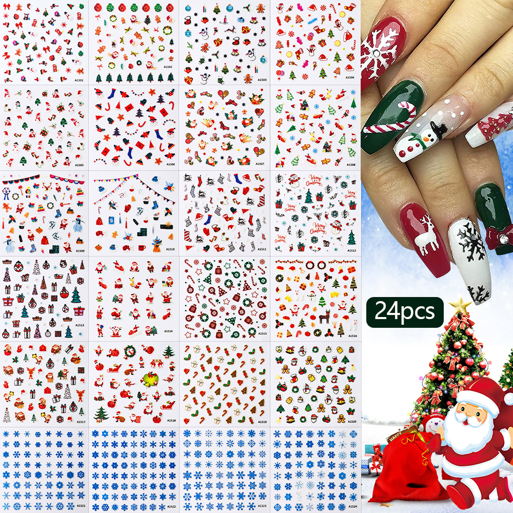 24pcs 3D Christmas Nail Art St - Nail Art Xmas ulasan dan harga