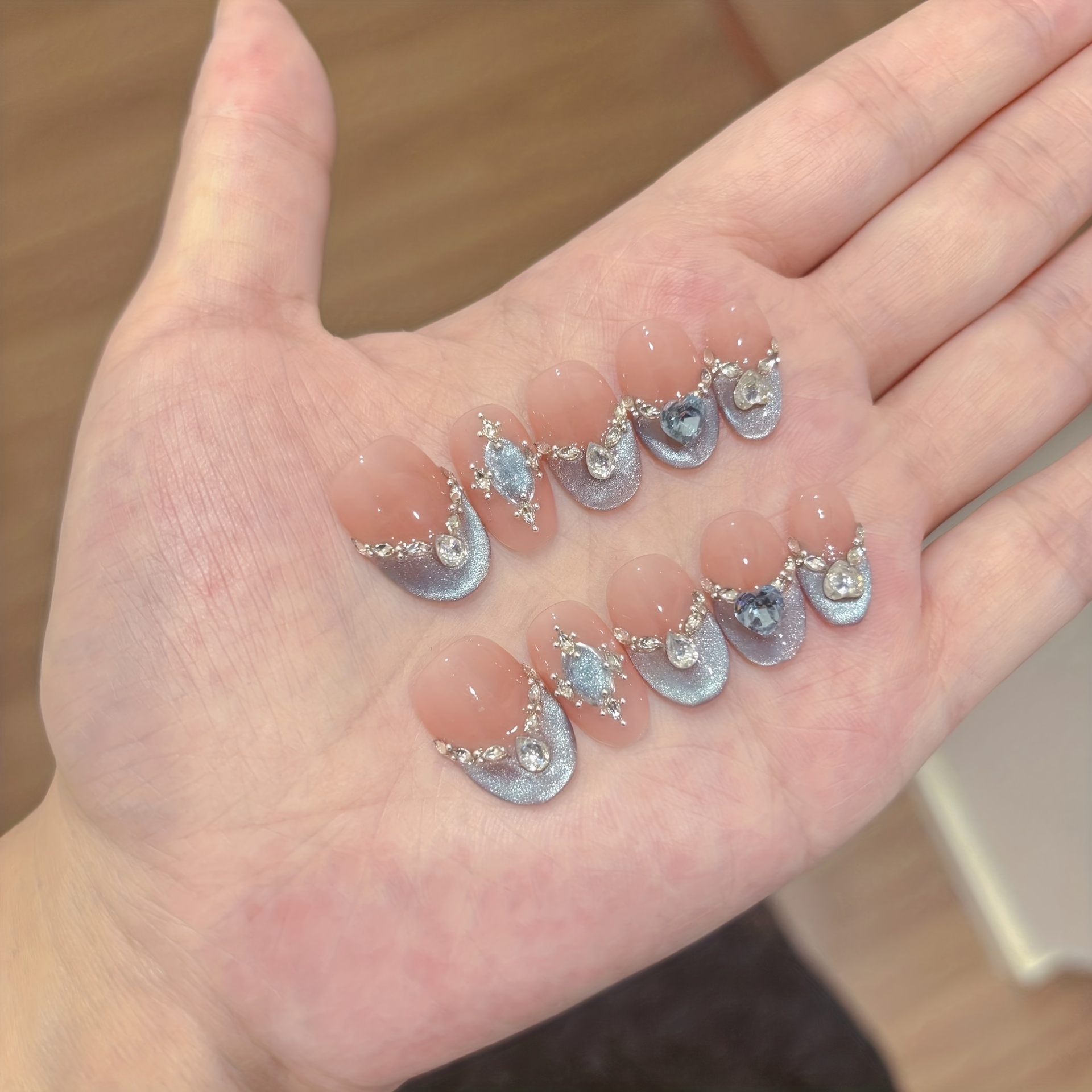 10pcs Handmade Press-on Nail S - Nail Art Full Cat Eye ulasan dan harga